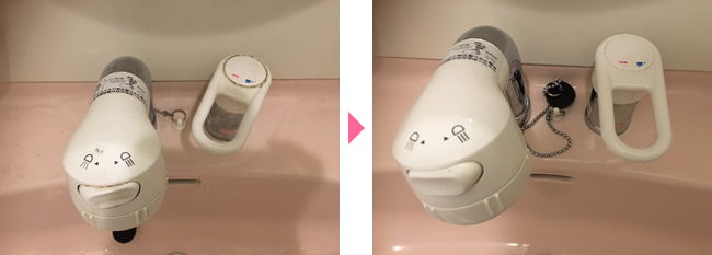 洗面台水栓金具クリーニング例　