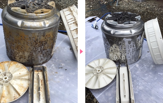 洗濯機分解高圧洗浄 クリーニング例